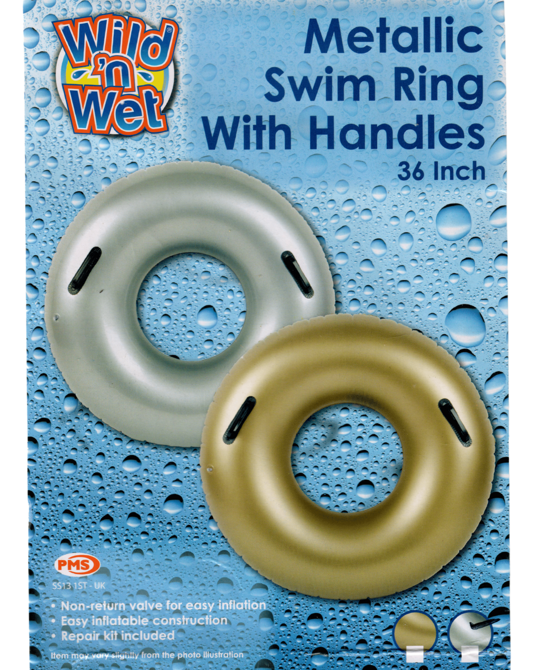 Metallic Swim Ring with Handles - 90cm