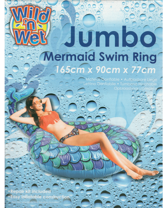 Jumbo Mermaid Inflatable Swim Ring - 165cm