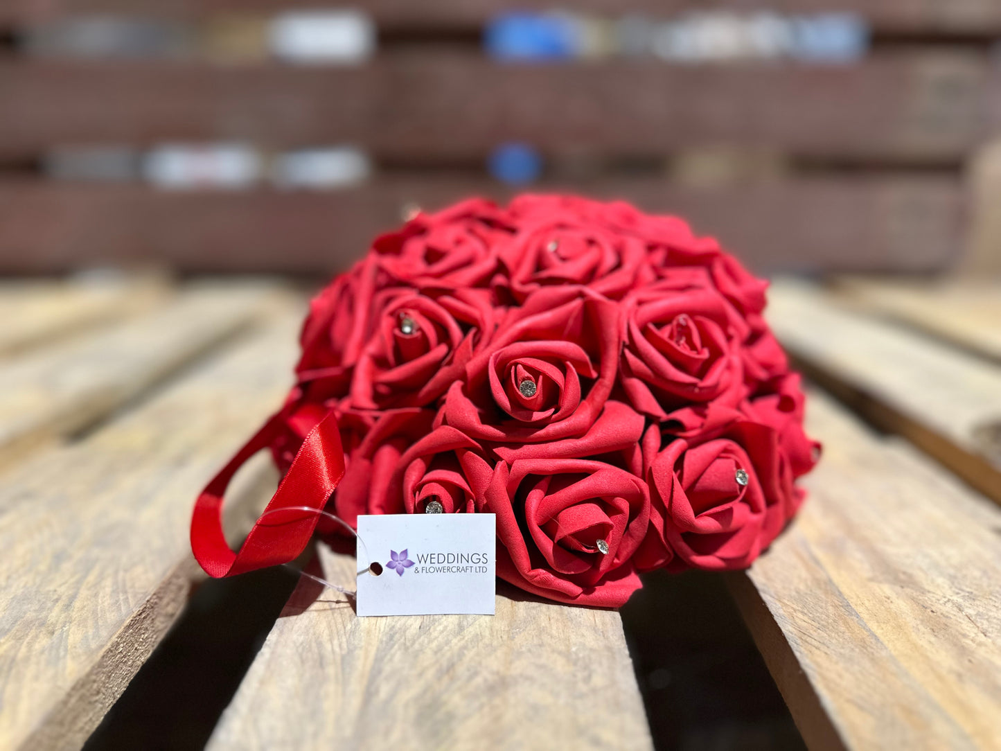 6x Hand Made Diamanté Rose Decorations