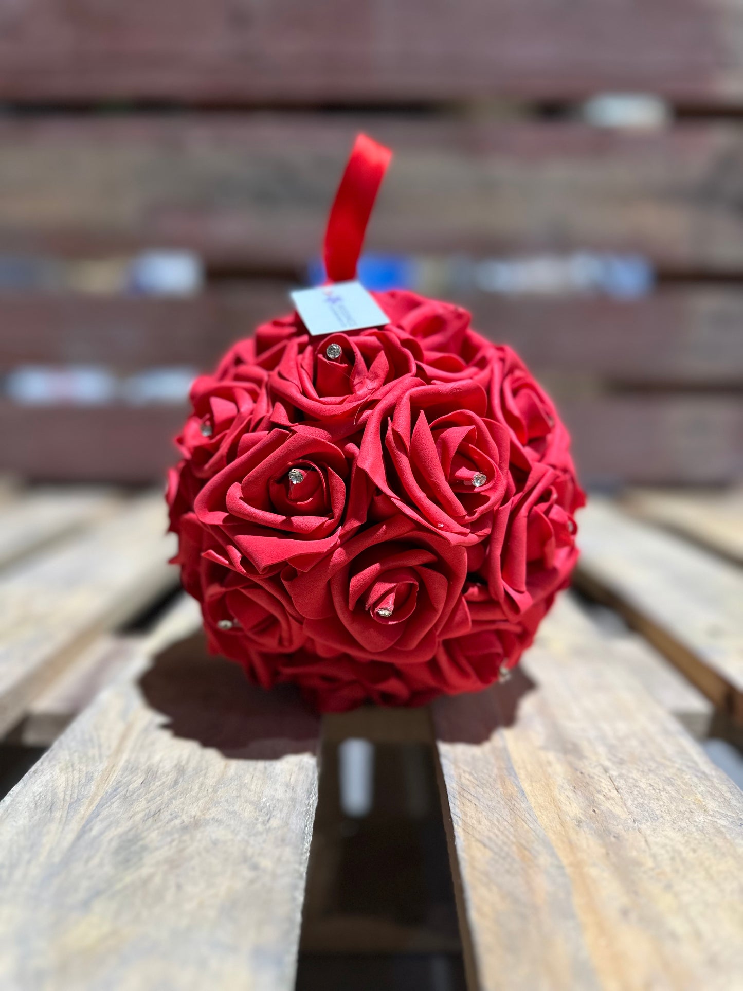 6x Hand Made Diamanté Rose Decorations