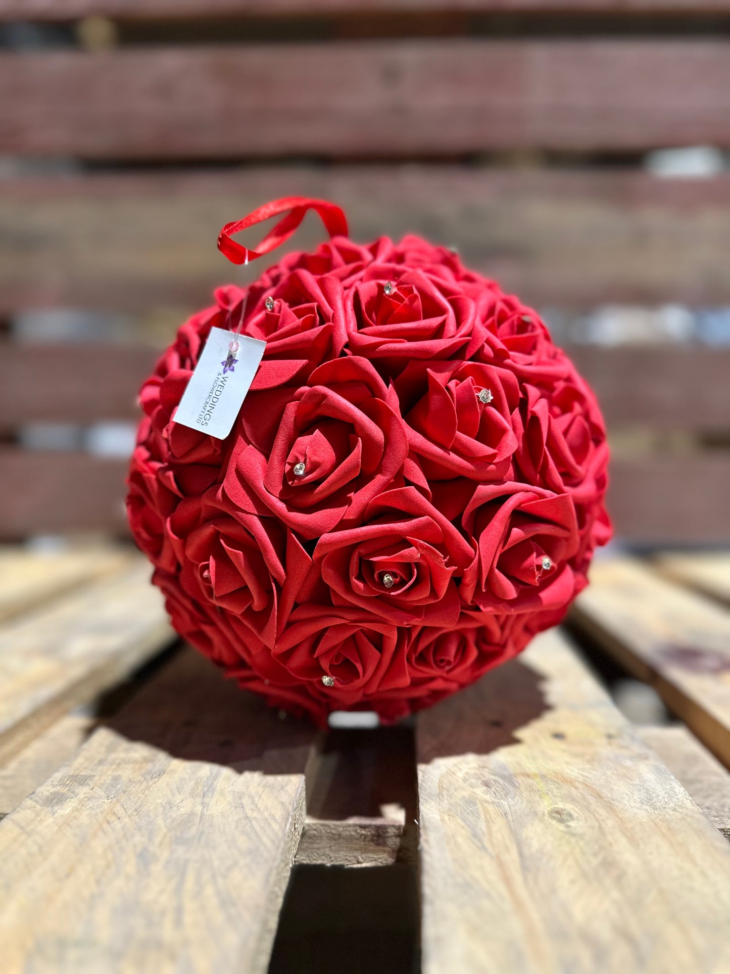 6x Hand Made Diamanté Rose Decorations