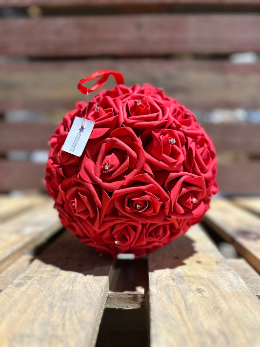 6x Hand Made Diamanté Rose Decorations